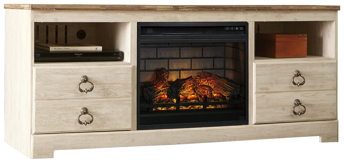 Mueble para TV Willowton de 64" con chimenea eléctrica