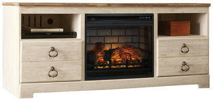Mueble para TV Willowton de 64" con chimenea eléctrica