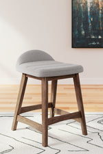 Lyncott Upholstered Barstool (2/CN) Light Gray/Brown