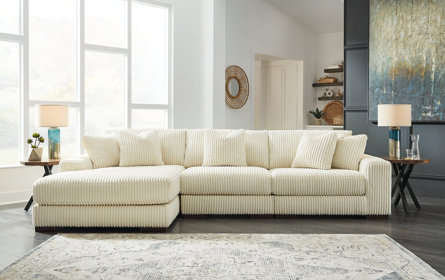 Seccional Lindyn de 3 piezas con chaise longue
