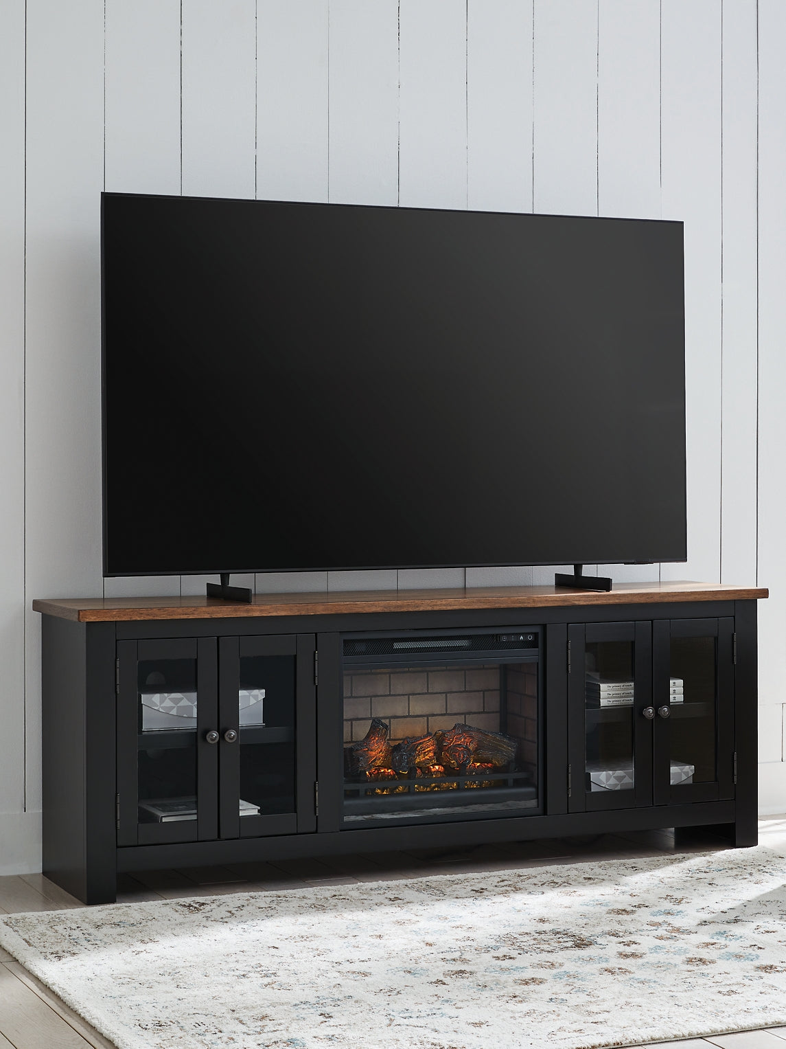 Mueble para TV Wildenauer de 76" con chimenea eléctrica