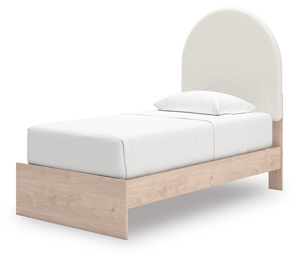 Cama individual tapizada con paneles y almacenamiento Arloster