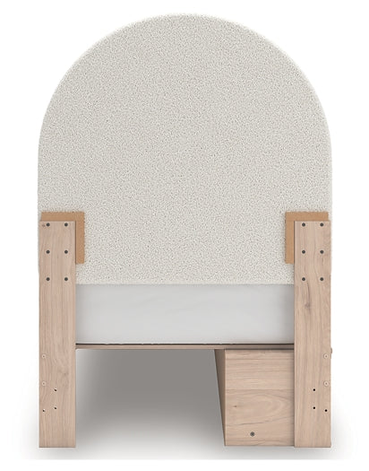 Cama individual tapizada con paneles y almacenamiento Arloster