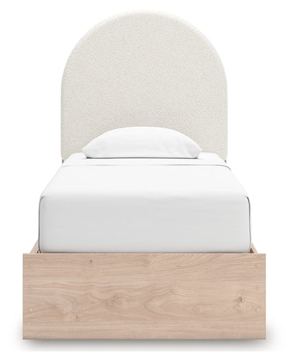 Cama individual tapizada con paneles y almacenamiento Arloster