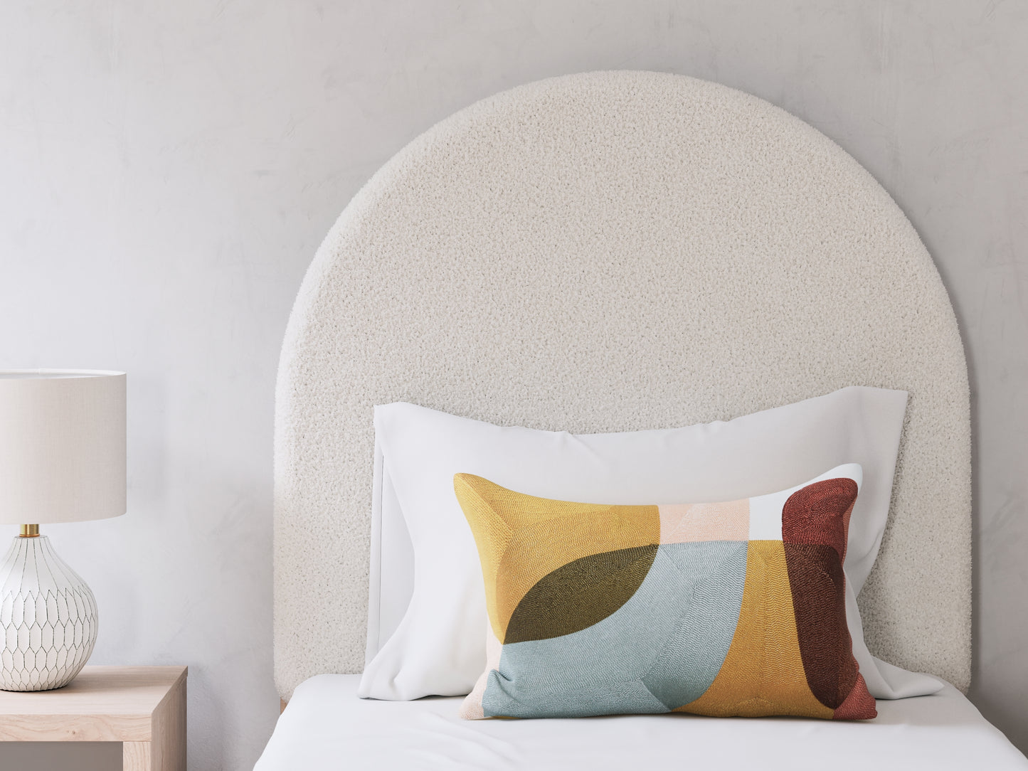 Cama individual tapizada con paneles y almacenamiento Arloster