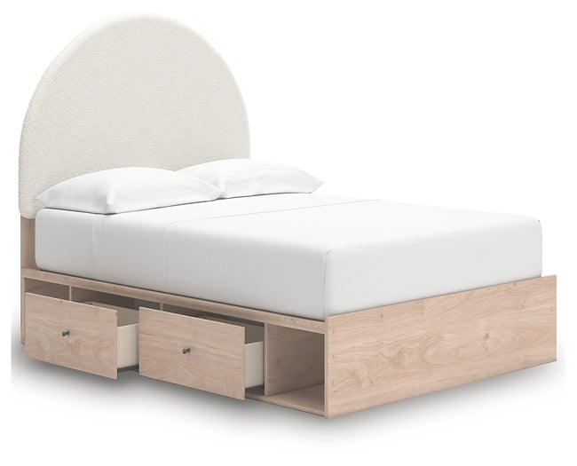 Cama Arloster con paneles tapizados y almacenamiento