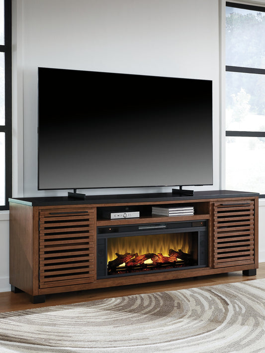 Mueble de TV Kallari de 84" con chimenea eléctrica
