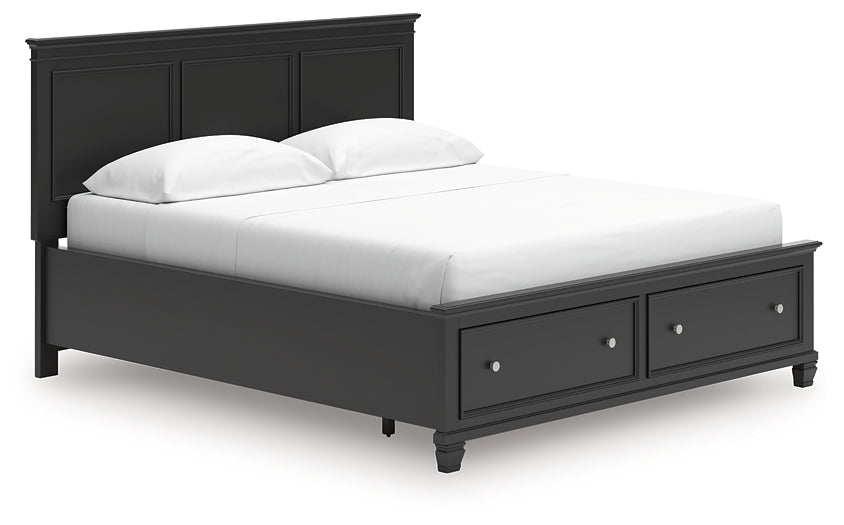 Cama California King con almacenamiento y paneles Lanolee