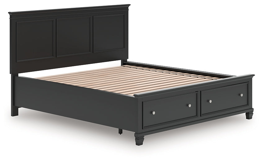 Cama California King con almacenamiento y paneles Lanolee