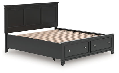 Cama California King con almacenamiento y paneles Lanolee