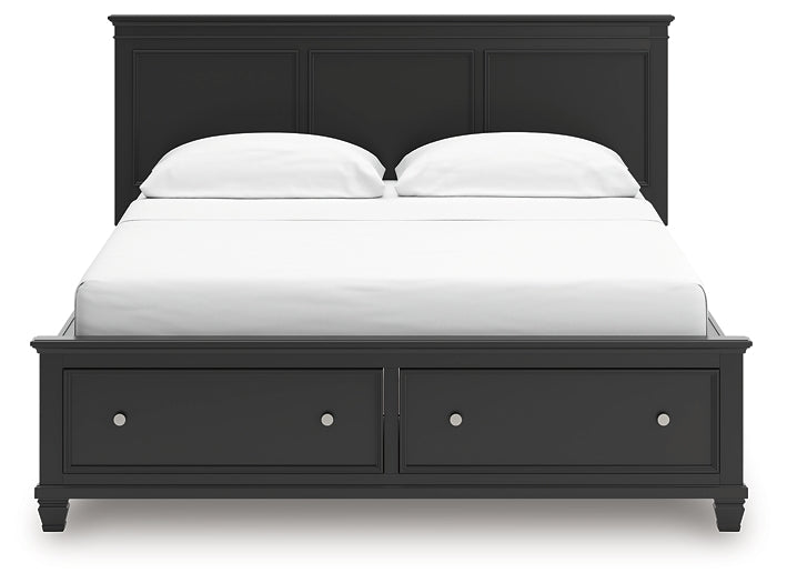 Cama California King con almacenamiento y paneles Lanolee