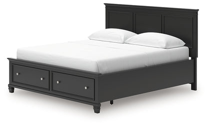Cama California King con almacenamiento y paneles Lanolee