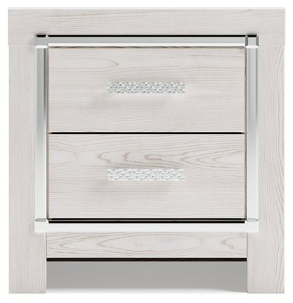 Altyra King Upholstered Storage Bed with Mirrored Dresser and Nightstand