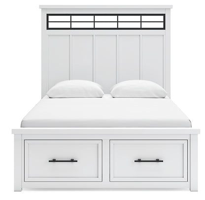 Ashbryn Queen Panel Storage Bed with Mirrored Dresser, Chest and Nightstand