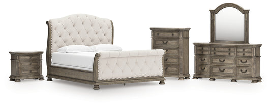 Ardenfield California King Upholstered Sleigh Bed, Dresser, Mirror, Chest and Nightstand