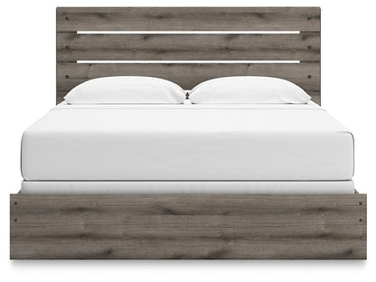 Graystorm King Panel Bed with Mirrored Dresser