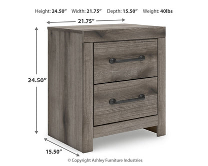 Graystorm Full Panel Bed with Storage with Mirrored Dresser and Nightstand