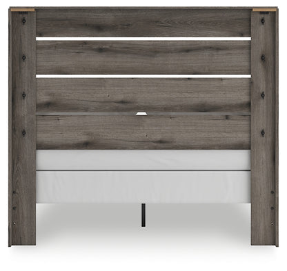 Graystorm Queen Panel Bed with Mirrored Dresser