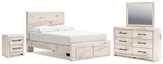 Lawroy Full Panel Storage Bed, Dresser, Mirror and Nightstand