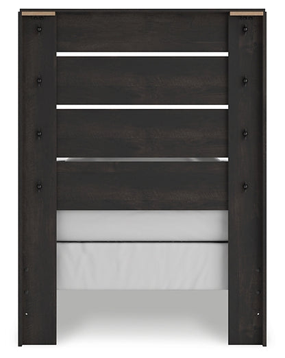 Hollivern Twin Panel Bed with Mirrored Dresser