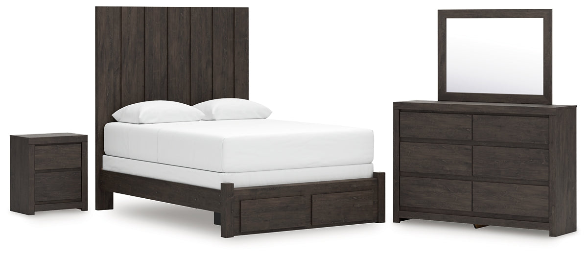 Fraluna Queen Panel Storage Bed, Dresser, Mirror and Nightstand