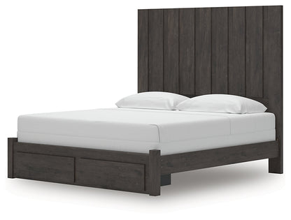 Fraluna King Panel Storage Bed, Dresser, Mirror and Nightstand