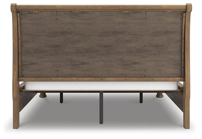 Feddinger California King Storage Sleigh Bed with Mirrored Dresser and Nightstand