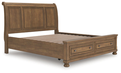 Feddinger California King Storage Sleigh Bed with Mirrored Dresser, Chest and Nightstand