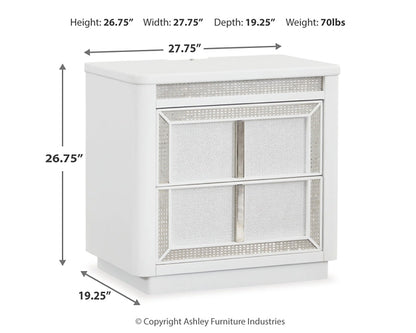 Chalanna King Upholstered Storage Bed, Dresser, Mirror, Chest and Nightstand