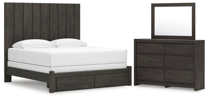 Fraluna King Panel Storage Bed, Dresser and Mirror