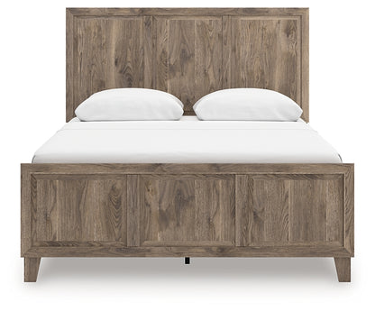 Rusticott Queen Panel Bed with Mirrored Dresser