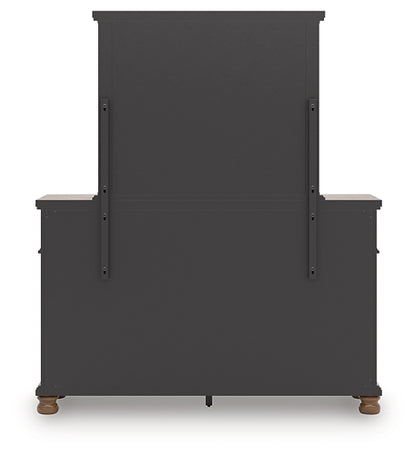 Rowlenstown Queen Poster Bed with Mirrored Dresser and Nightstand