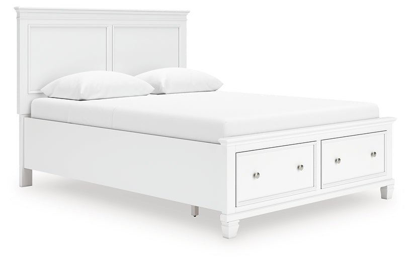 Fortman Queen Panel Storage Bed with Mirrored Dresser and Nightstand