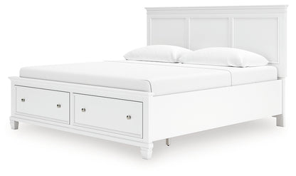 Fortman King Panel Storage Bed with Mirrored Dresser