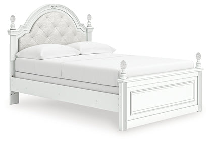 Kozlani Full Upholstered Panel Bed, Dresser, Mirror and Nightstand