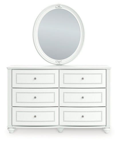 Kozlani Full Upholstered Panel Bed, Dresser, Mirror and Nightstand