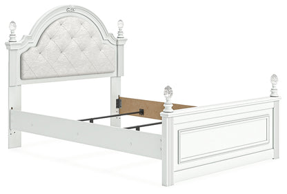 Kozlani Full Upholstered Panel Bed, Dresser, Mirror and Nightstand