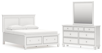 Fortman Queen Panel Storage Bed with Mirrored Dresser